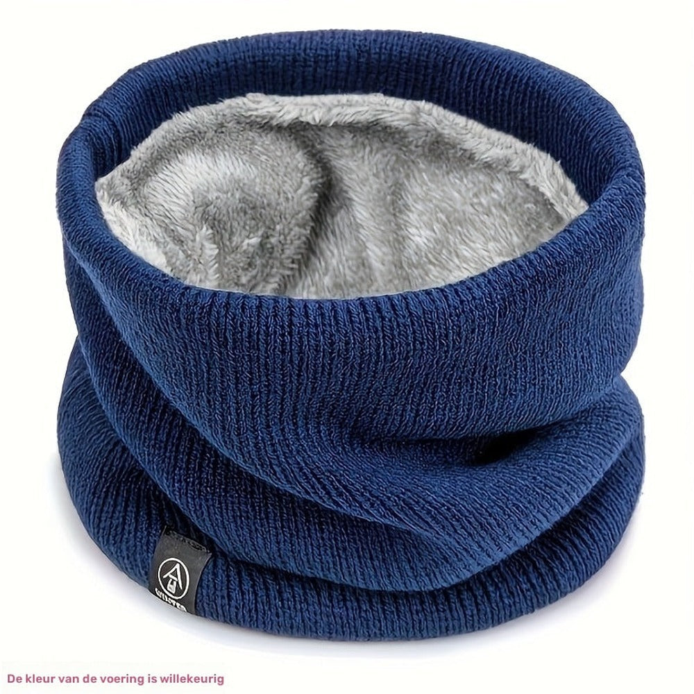 Plush lined knitted snood neck warmer