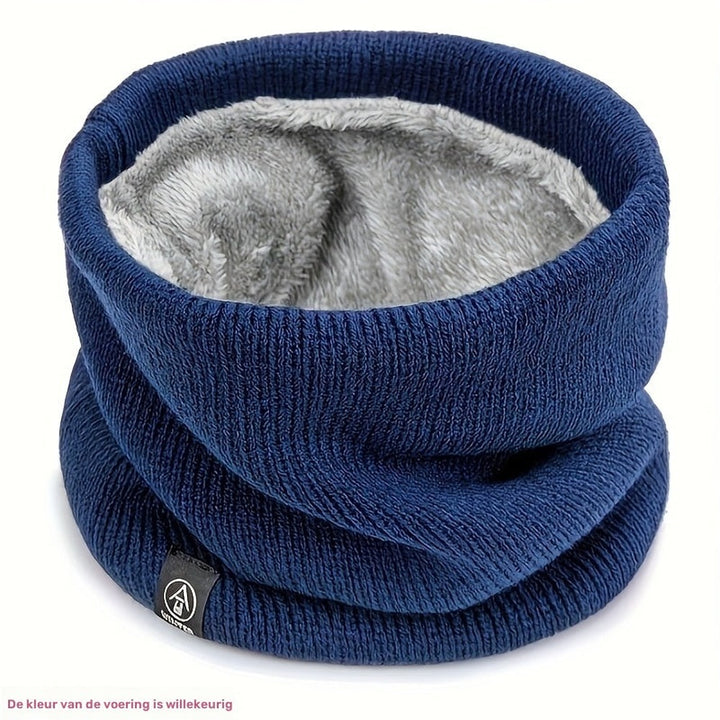 Plush lined knitted snood neck warmer