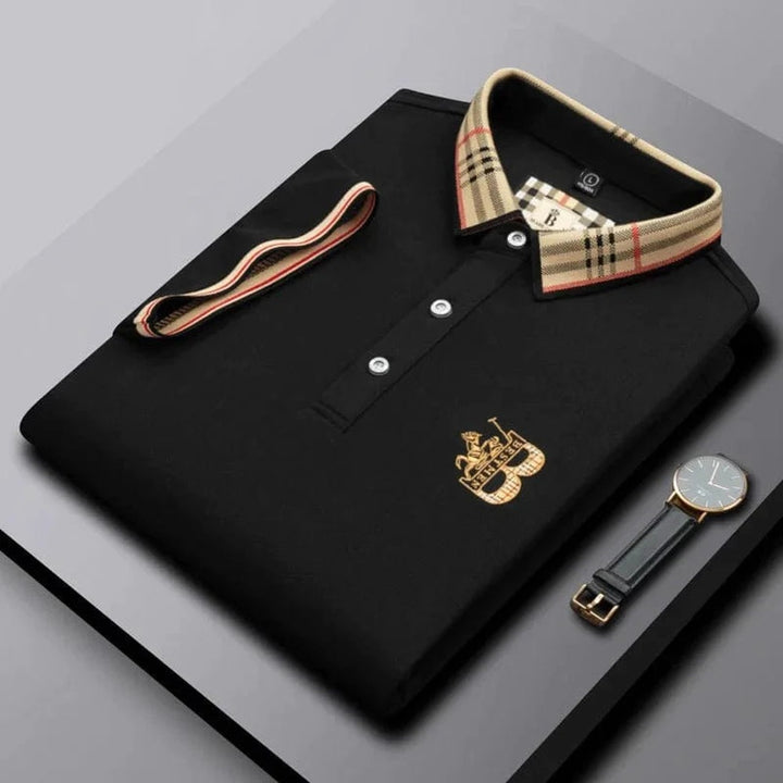 Ralph short-sleeve polo shirt in black, front view