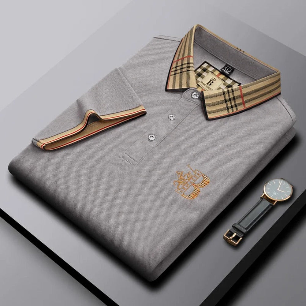 Ralph short-sleeve polo shirt in gray, front view