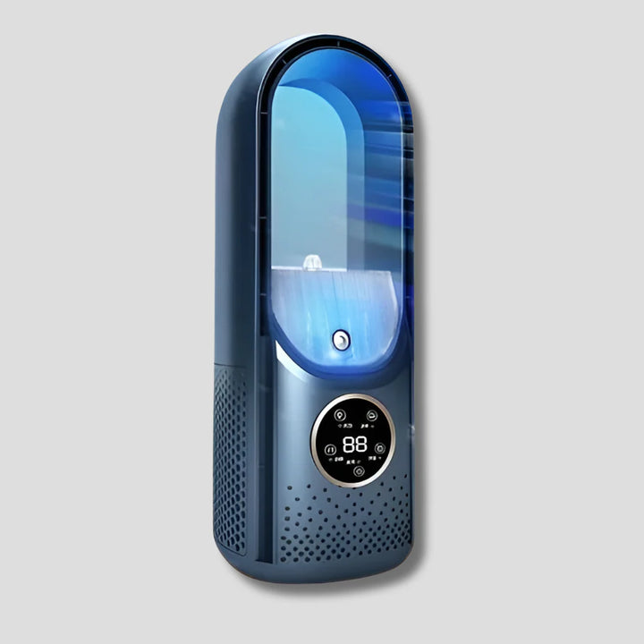 Universal silent fan with LED display panel and touch-sensitive mode controls
