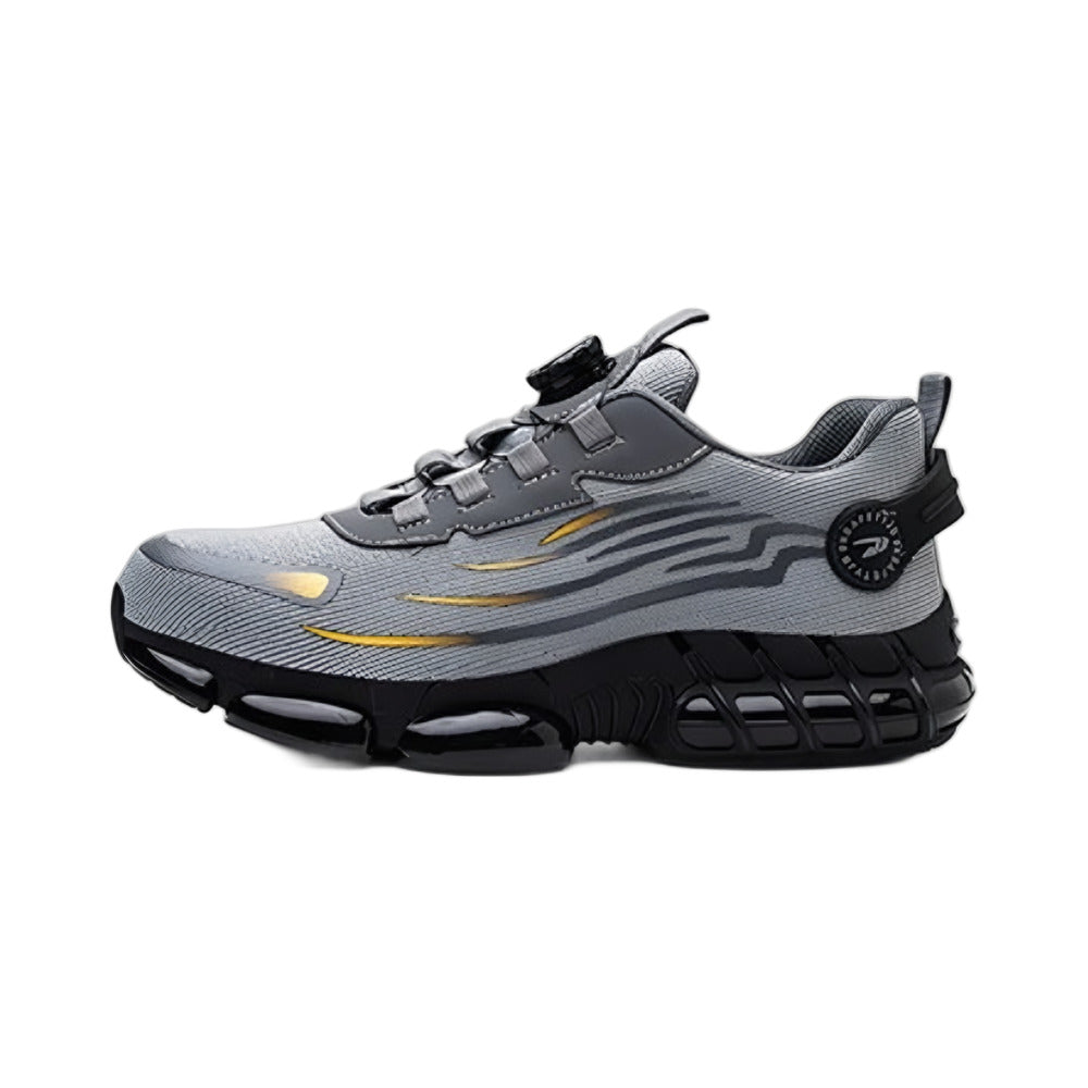 Grey safety trainer, side view