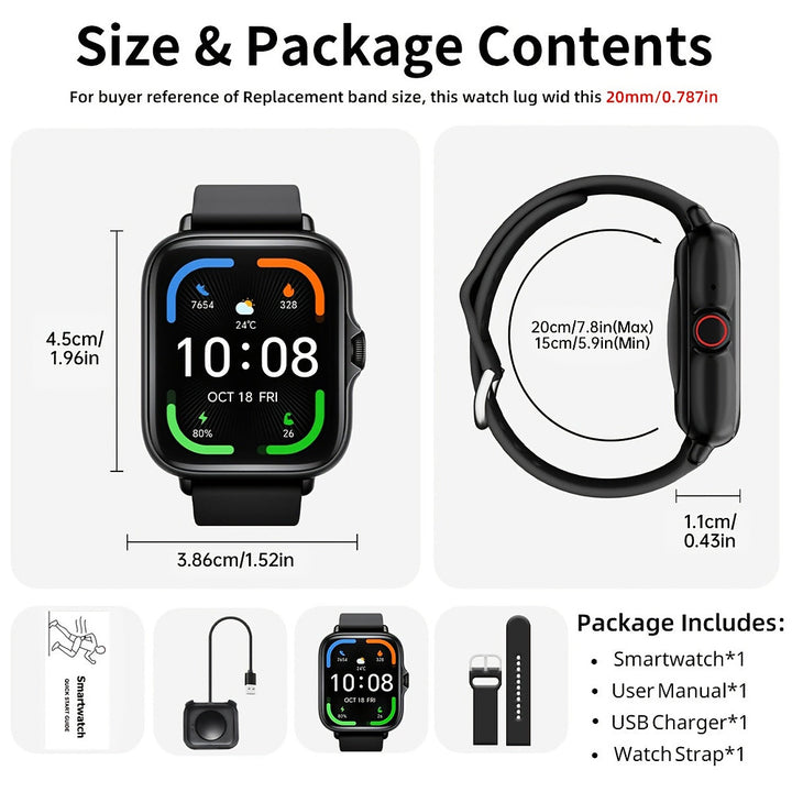Smart watch with 1.83-inch full touch screen in nine colours
