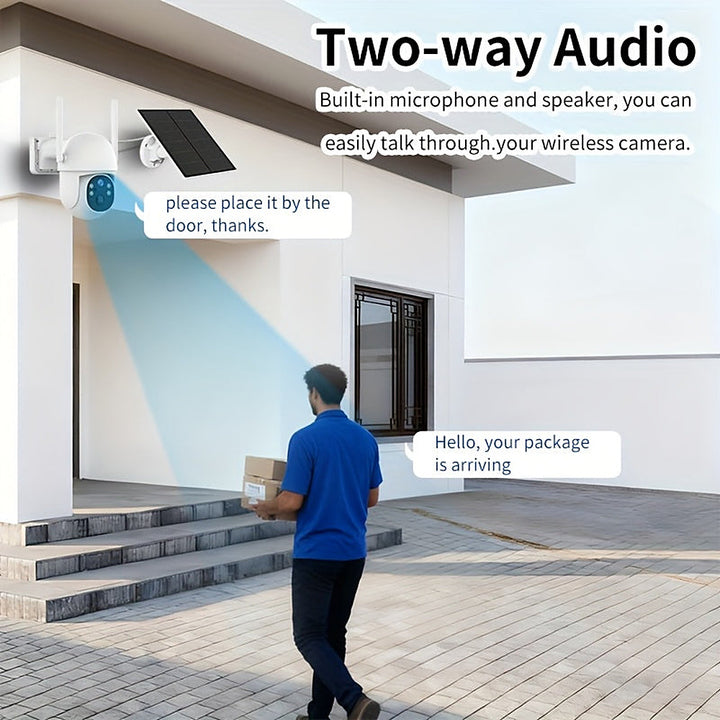 Solar powered wireless outdoor security camera 2-pack