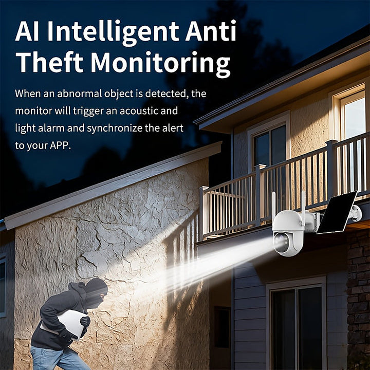 Solar powered wireless outdoor security camera 2-pack