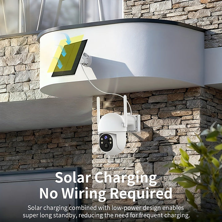 Solar powered wireless outdoor security camera 2-pack