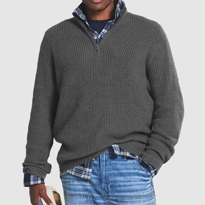 Men's Quarter Zip Ribbed Jumper | Smart Knitted Layer for Autumn and Winter