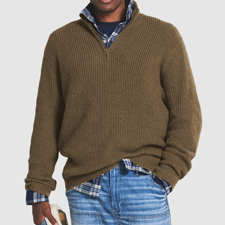 Men's Quarter Zip Ribbed Jumper | Smart Knitted Layer for Autumn and Winter