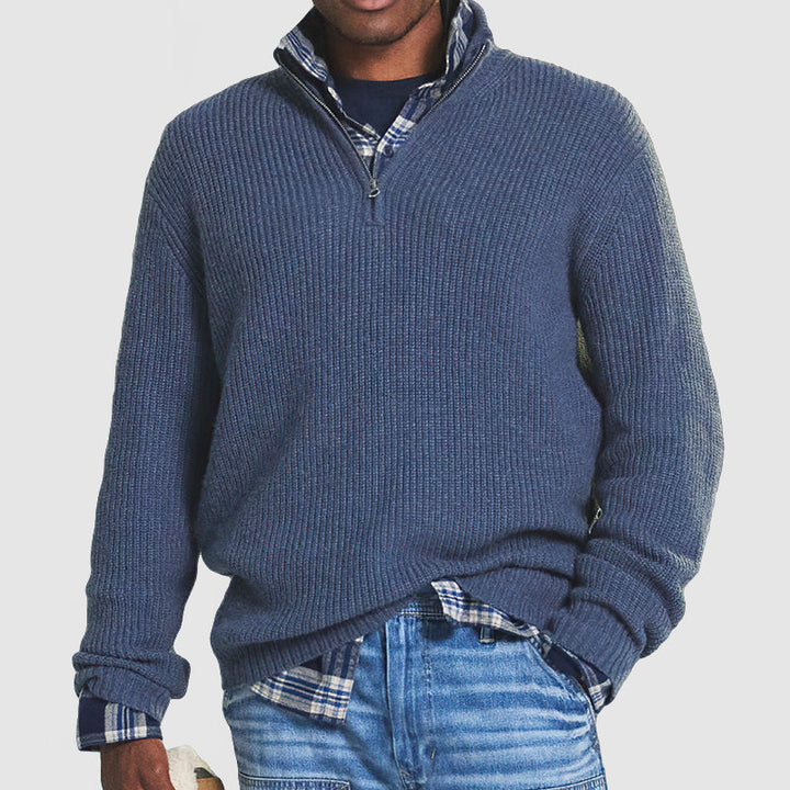 Men's Quarter Zip Ribbed Jumper | Smart Knitted Layer for Autumn and Winter