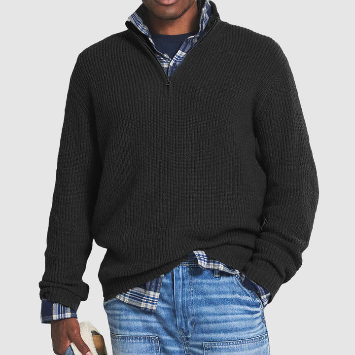 Men's Quarter Zip Ribbed Jumper | Smart Knitted Layer for Autumn and Winter