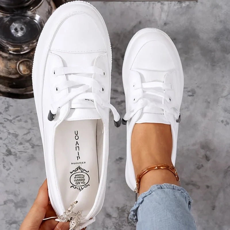 Women's Orthopedic Trainers Lace-Up Comfort Support in white with rounded toe and cushioned insole for all-day wear