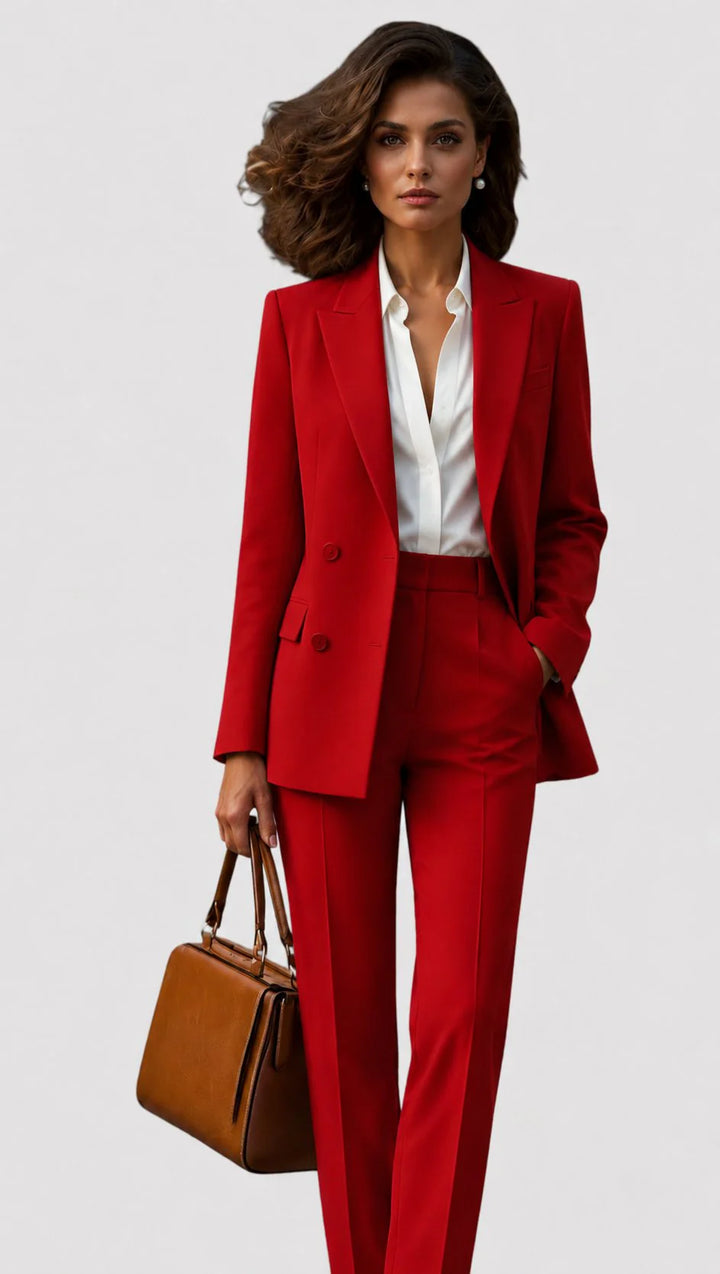 Women's suit trousers featuring flat front and pressed centre crease for polished appearance