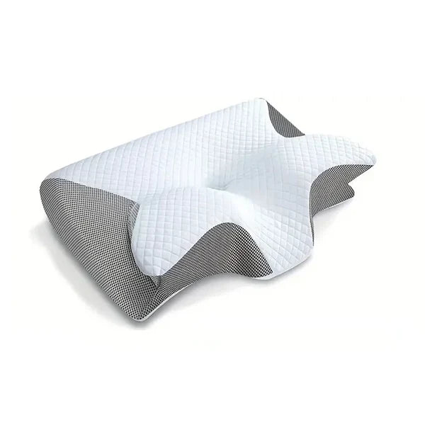Neck support pillow with soft touch surface and structured cervical design