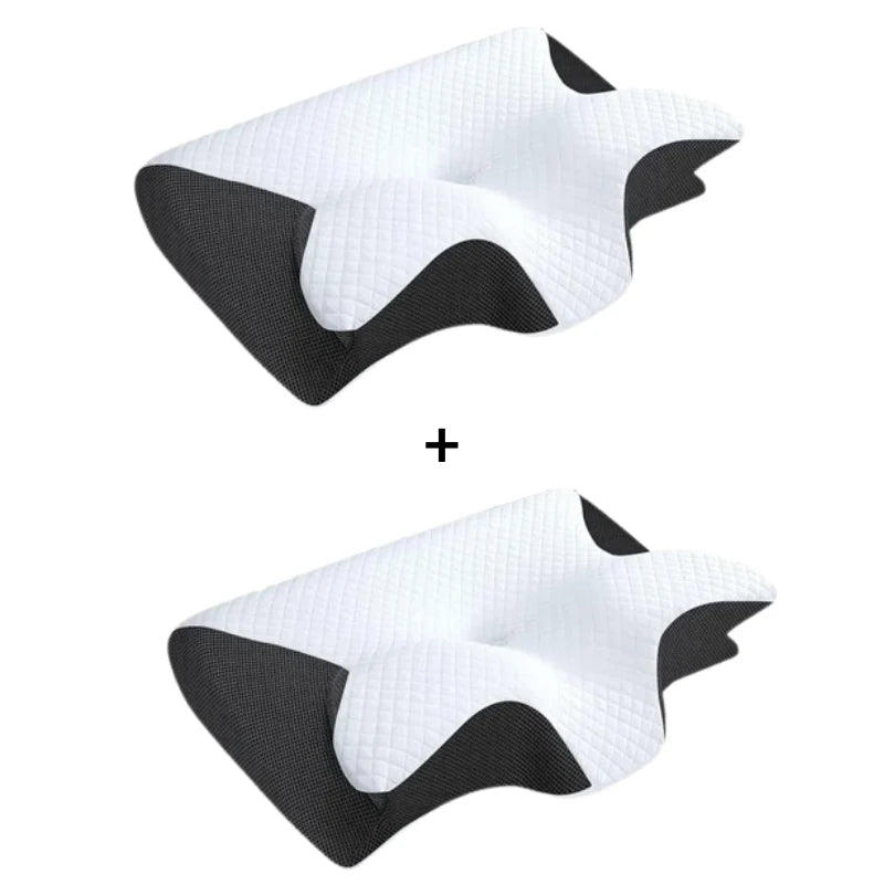 Hypoallergenic neck comfort pillow with contoured design for spinal alignment