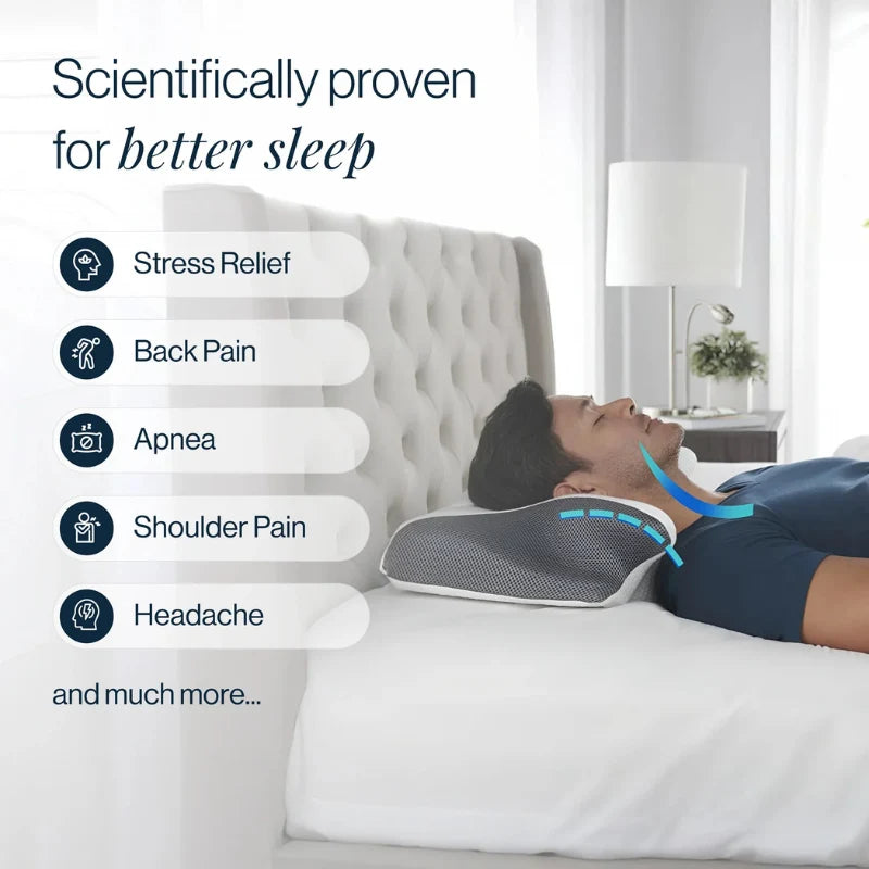Neck comfort pillow with structured foam design and soft textured surface