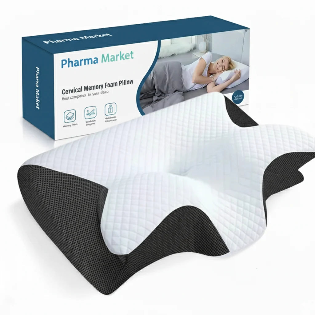 Ergonomic support pillow featuring contoured shape for natural neck alignment during sleep