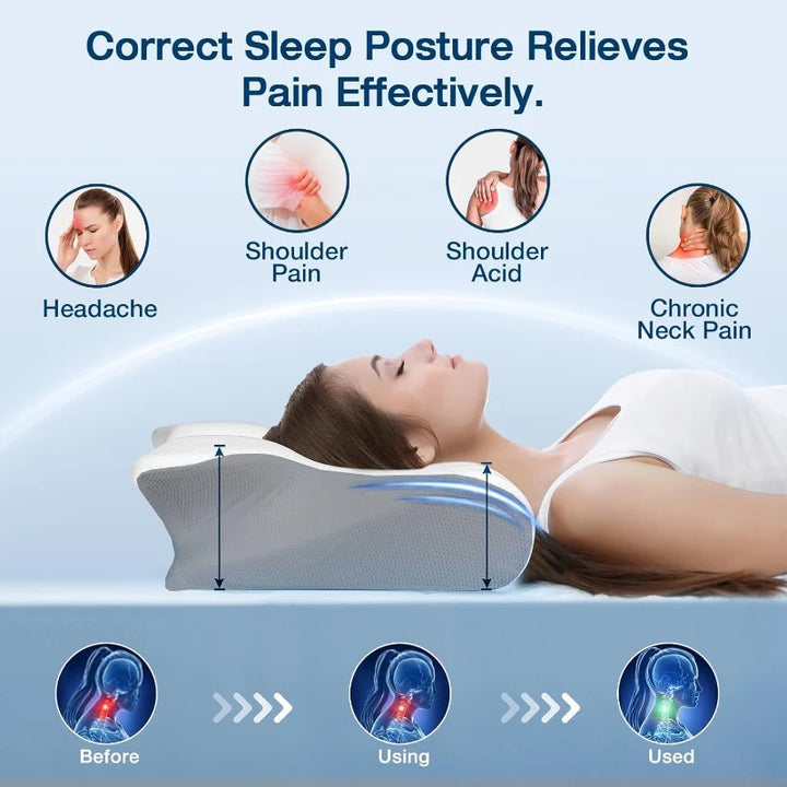 Cervical pillow designed to relieve morning neck stiffness and support spine alignment