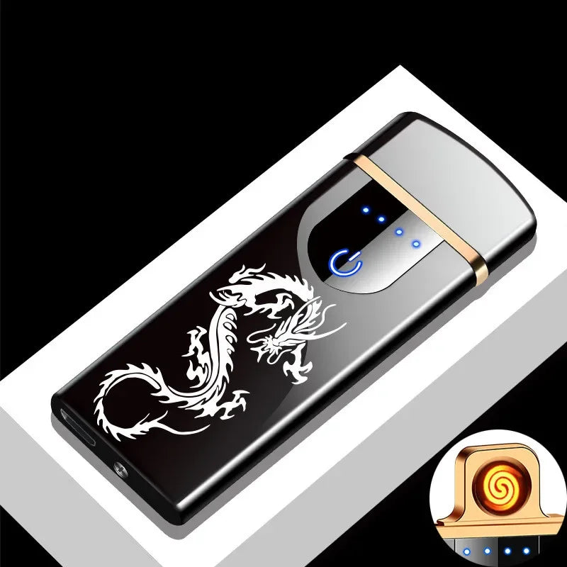 Windproof dual arc lighter with compact design and rechargeable USB power