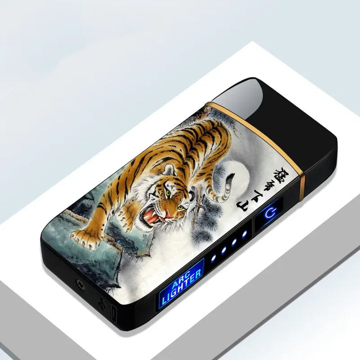 Electronic rechargeable lighter featuring LED display and windproof ignition system
