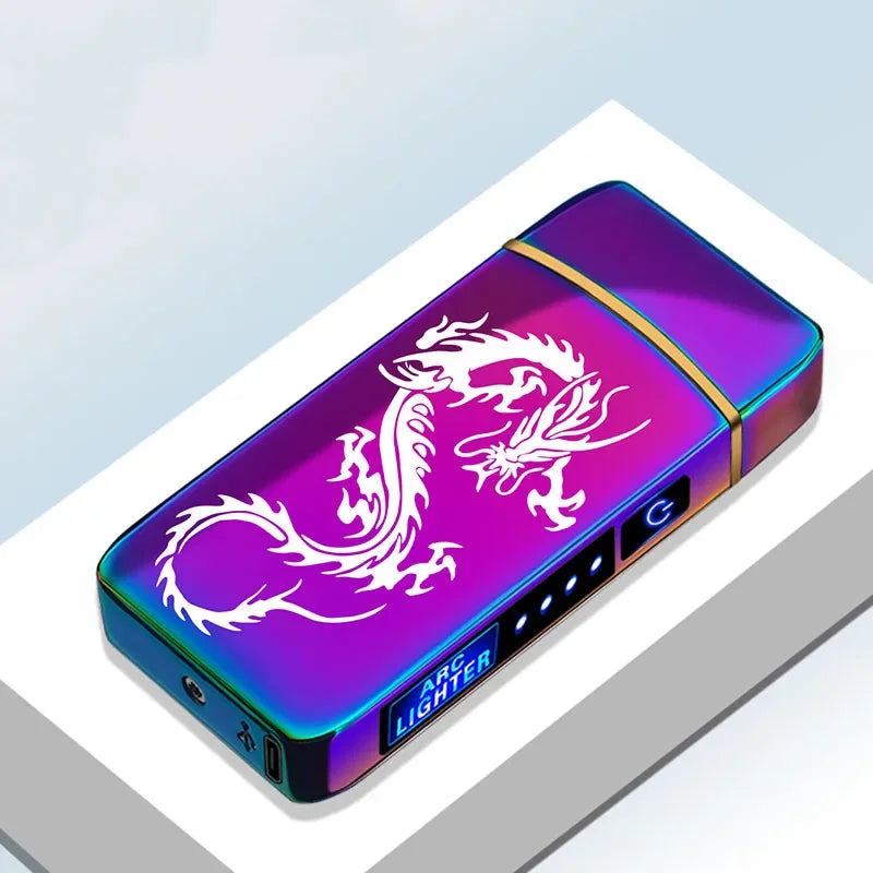 Portable windproof lighter with dual arc technology and rechargeable USB power