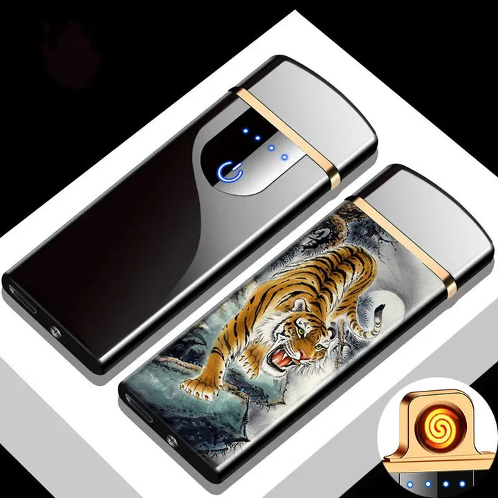 Rechargeable plasma lighter with LED battery indicator and metallic finish design