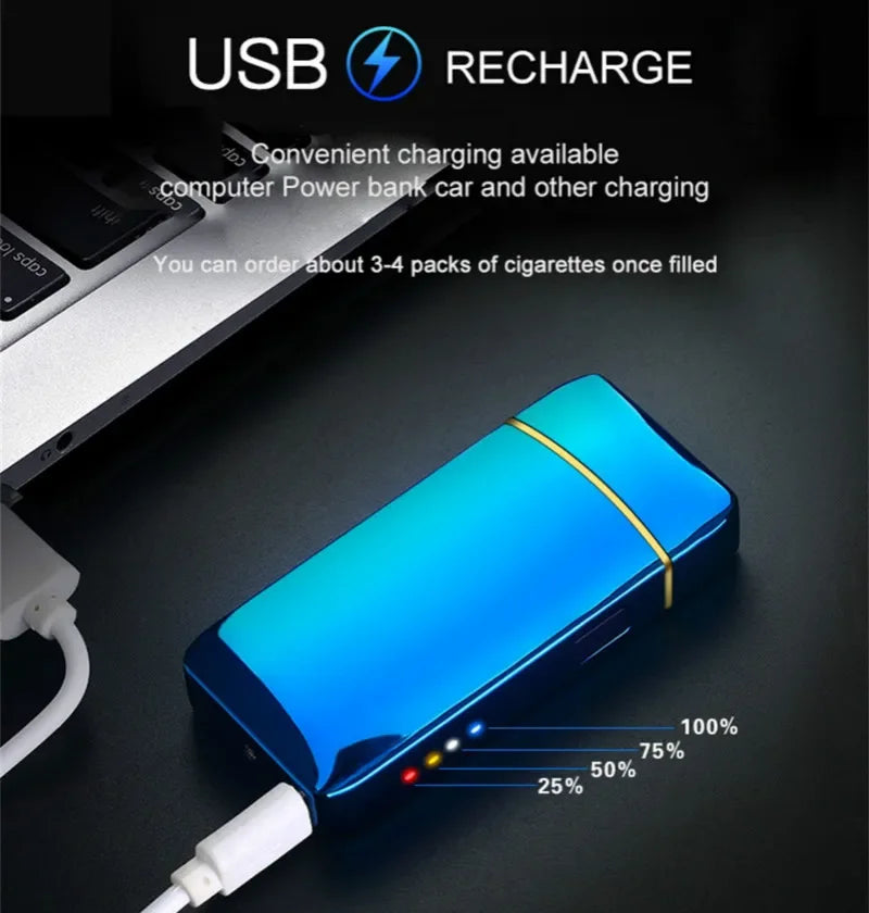 Windproof electronic lighter with dual arc plasma flame and compact design