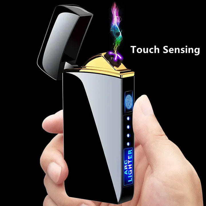Men's USB rechargeable lighter with sleek metallic finish and modern styling