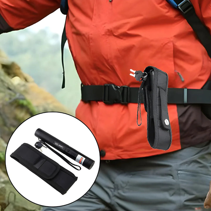 Compact laser pointer torch with key-operated safety lock and rechargeable battery design