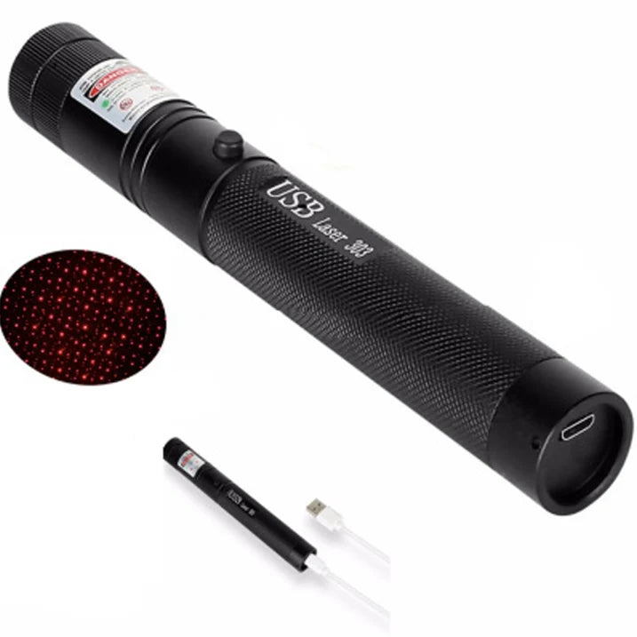 Portable laser pointer torch with USB charging cable for convenient on-the-go power