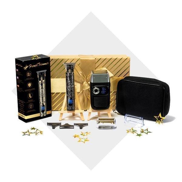 Professional hair and beard trimmer for men complete grooming set with USB charging cable and storage accessories