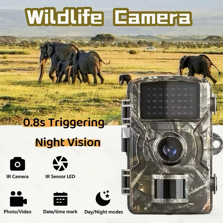 Outdoor trail camera with 130-degree wide-angle lens and night vision