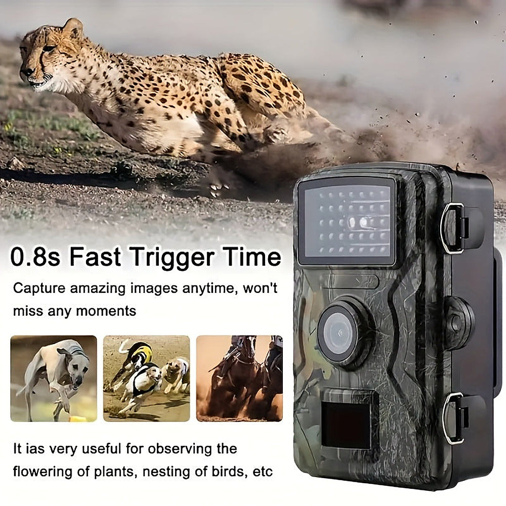 Outdoor trail camera with 130-degree wide-angle lens and night vision