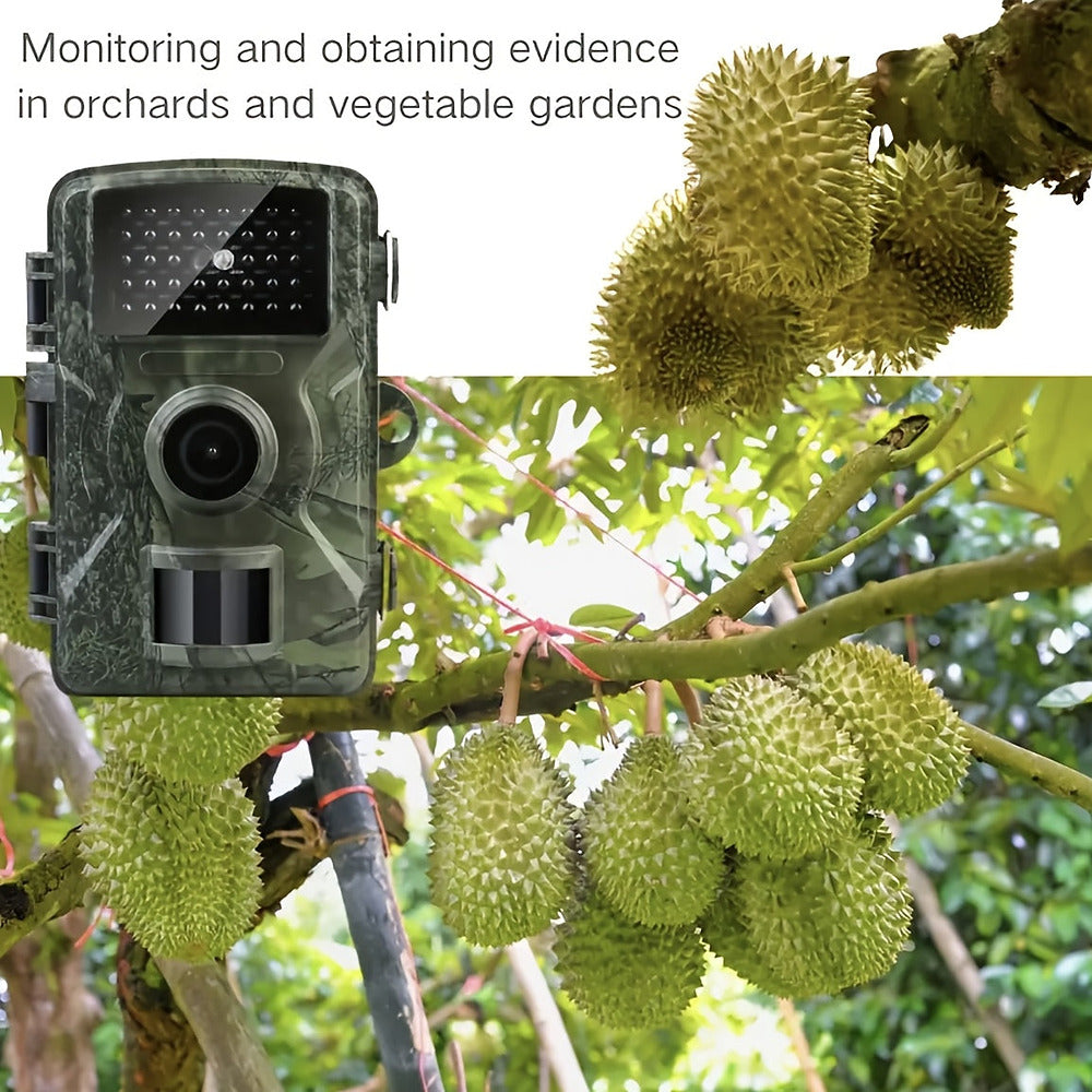 Outdoor trail camera with 130-degree wide-angle lens and night vision