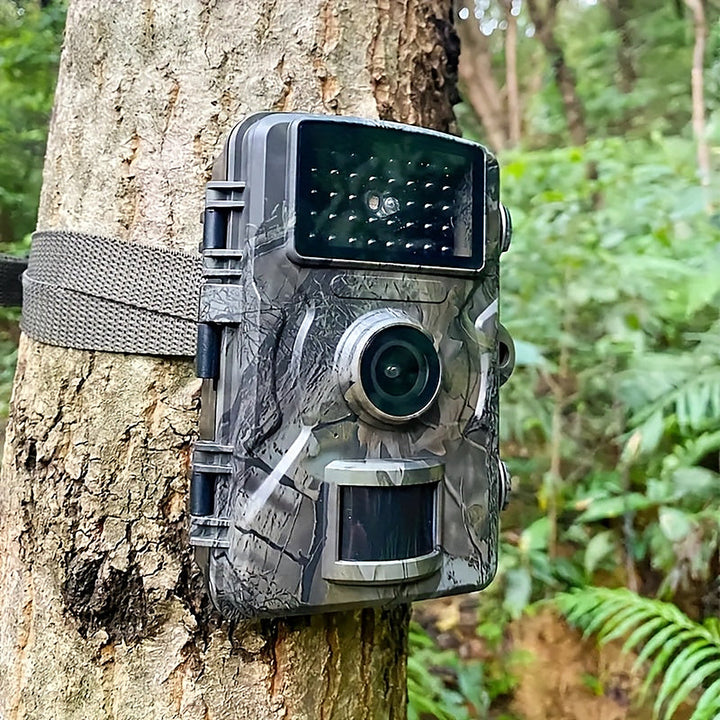 Outdoor trail camera with 130-degree wide-angle lens and night vision
