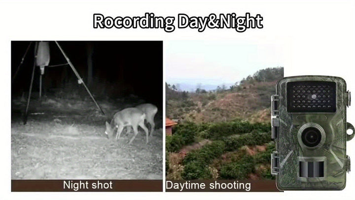 Outdoor trail camera with 130-degree wide-angle lens and night vision