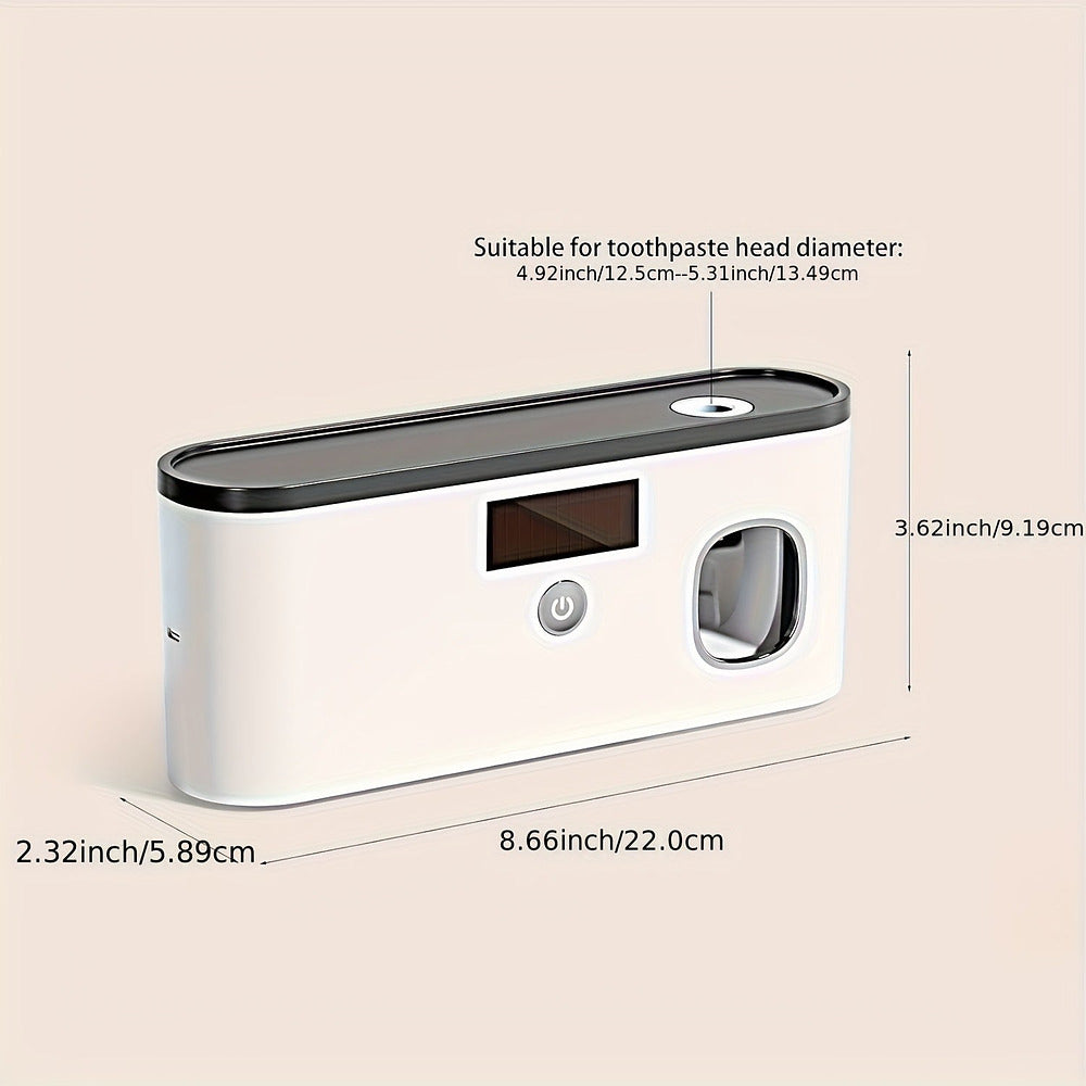Wall-mounted toothbrush holder with automatic toothpaste dispenser and shelf