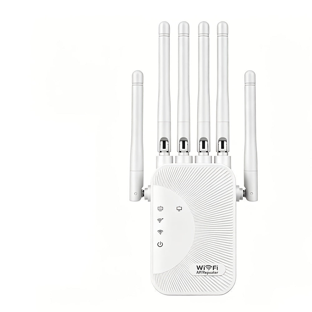 Wi-Fi extender signal booster with six antennas and Ethernet port