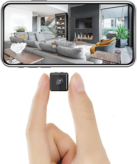 d | 1080P Wireless WiFi Security Camera | Weather-Resistant, App-Controlled & suitable for Indoor and Outdoor Surveillance showing live room monitoring on mobile screen