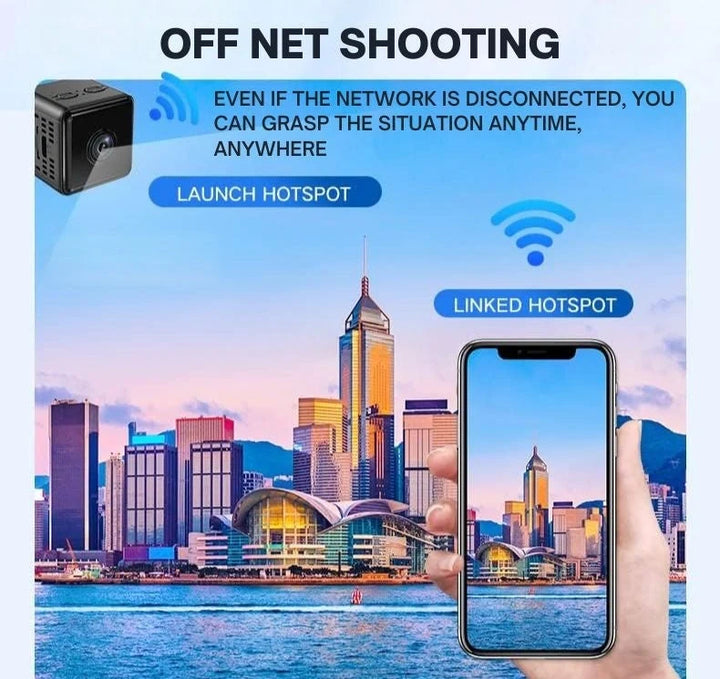 Small weather-resistant surveillance camera with wireless WiFi connection for real-time monitoring