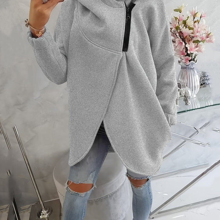 Women's asymmetric zip hoodie jacket in grey