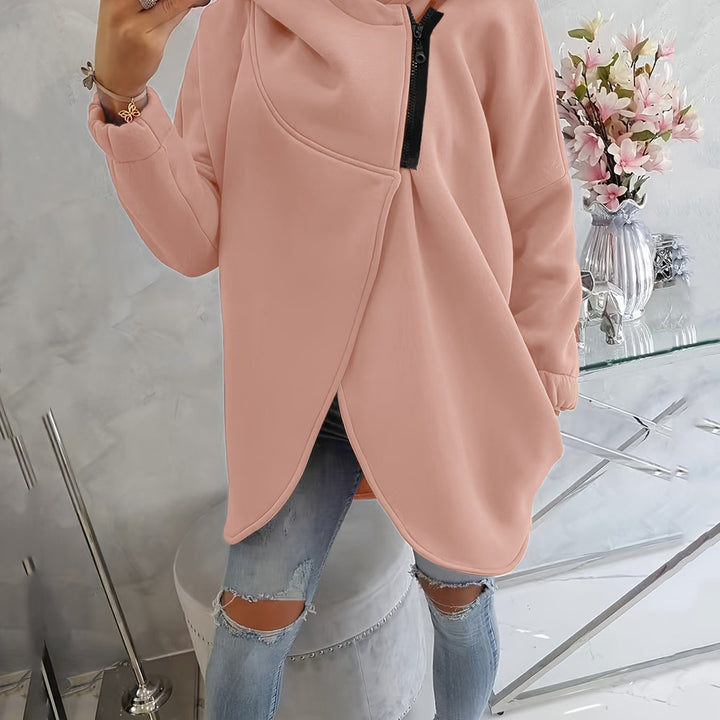 Women's asymmetric zip hoodie jacket in pink