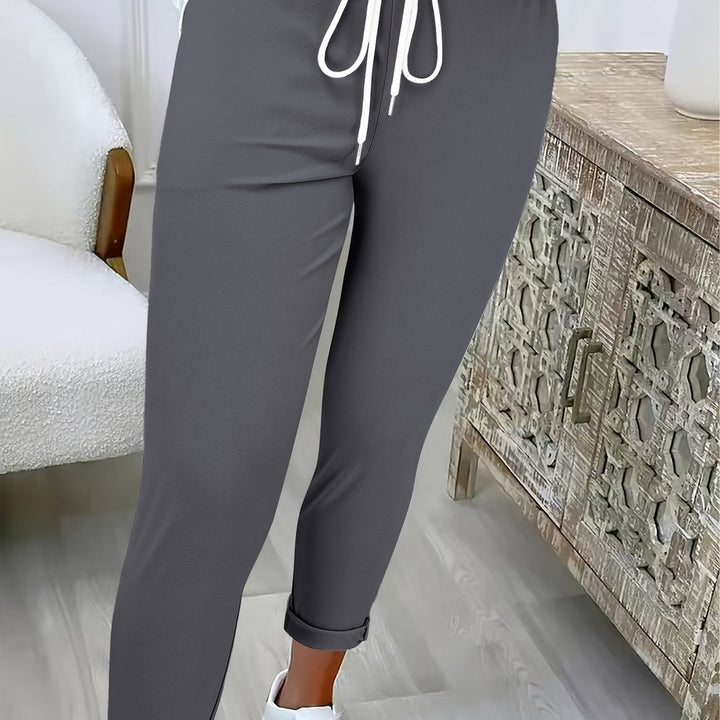 Women's drawstring tapered trousers in dark grey
