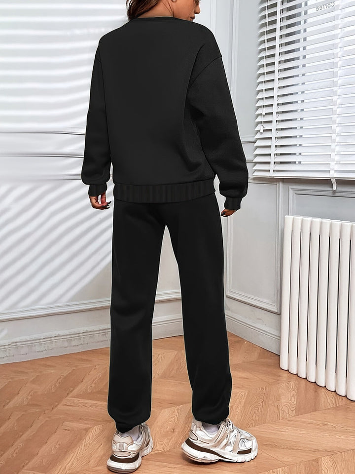 Women's drop shoulder sweatshirt and jogger set