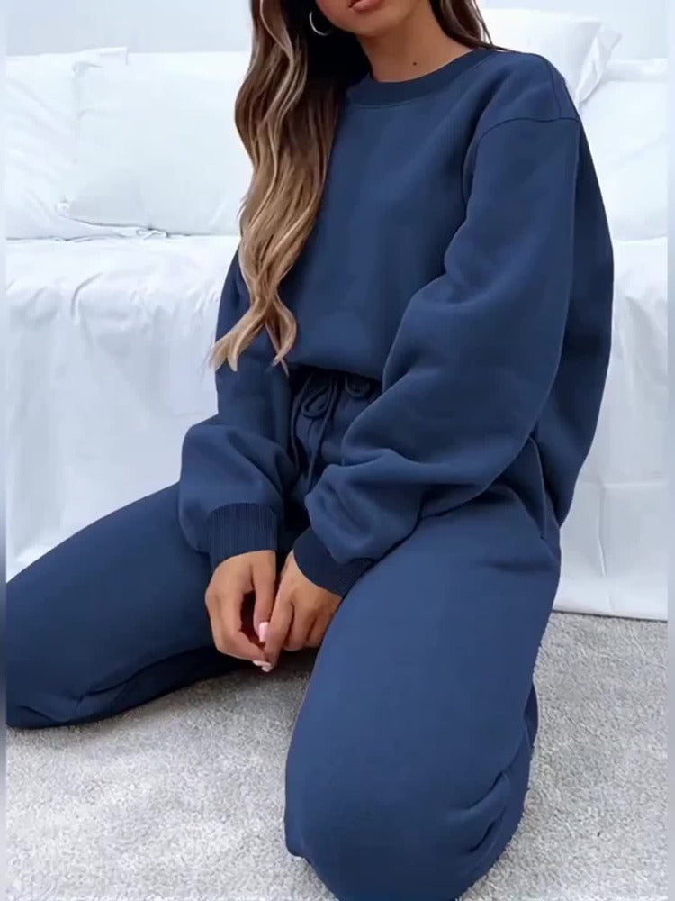 Women's drop shoulder sweatshirt and jogger set