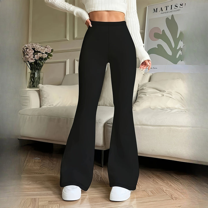 Women's high-waist flare trousers, front view
