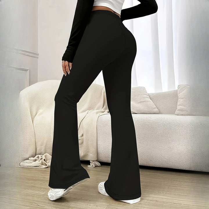 Women's high-waist flare trousers, side view