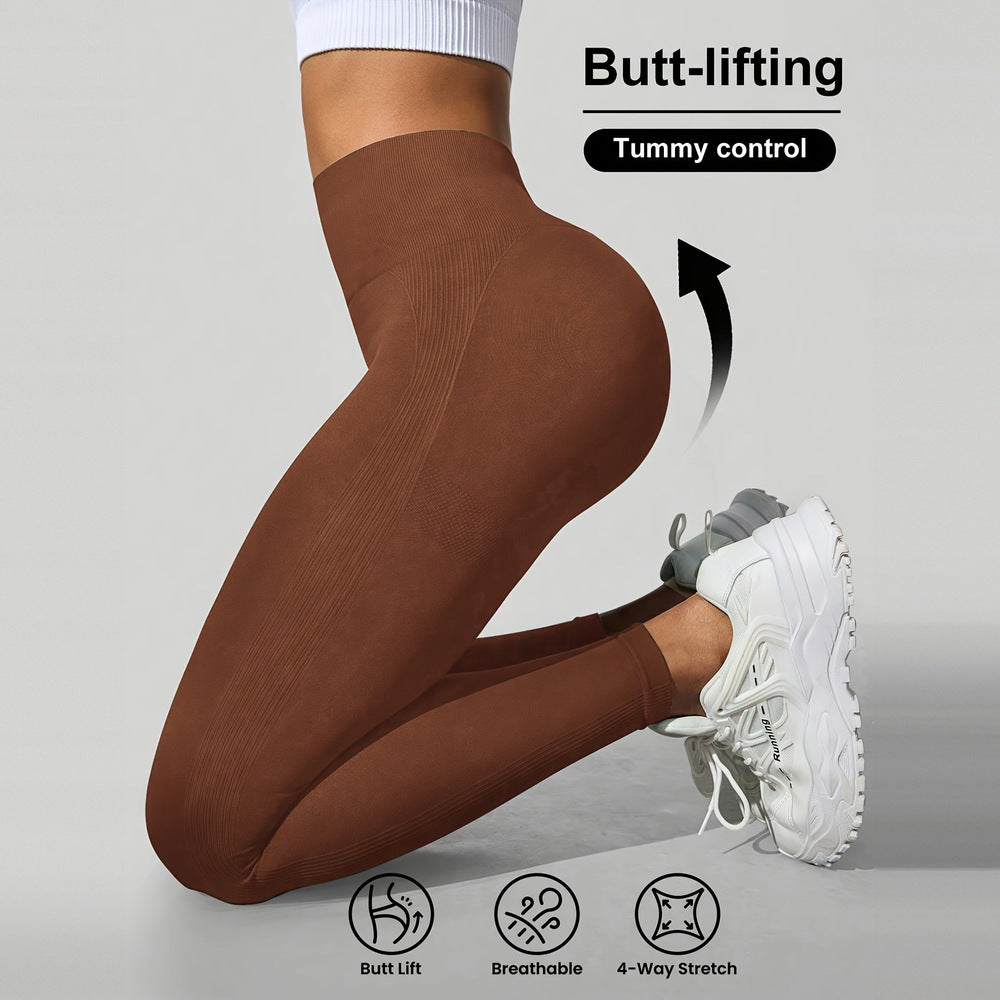 Women's high-waist shaping leggings in chocolate, front view