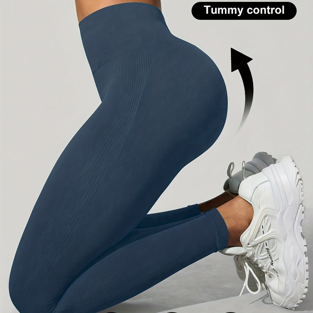 Women's high-waist shaping leggings in slate blue