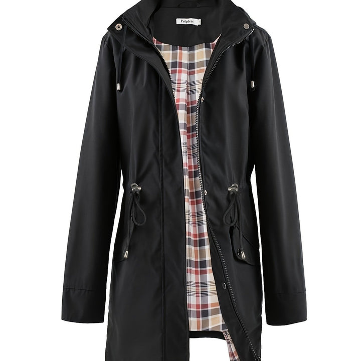 Women's hooded drawstring parka jacket in black