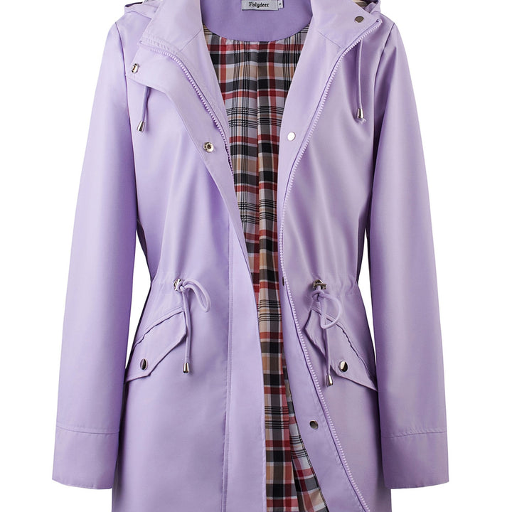 Women's hooded drawstring parka jacket in lilac